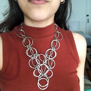 Vintage Hammered Metal Hoop Necklace